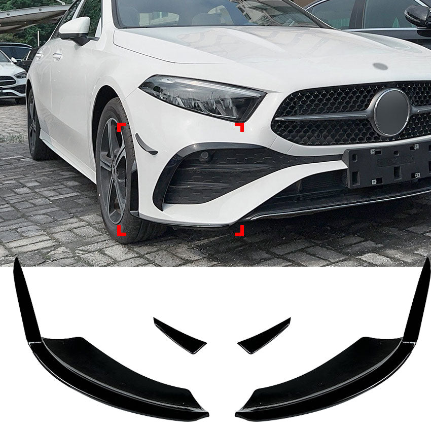 Aero Flaps Frontsplitter Hochglanz Schwarz Mercedes A-Klasse W177/V177 AMG-Line ab 2023