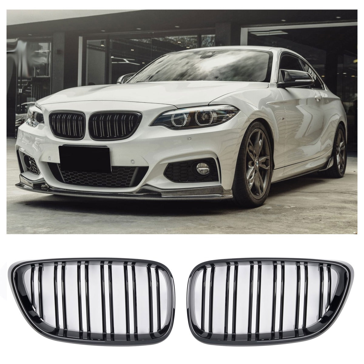 Sport Doppelsteg Nierengrill Hochglanz Schwarz für BMW 2er F22 F23 M2 F82