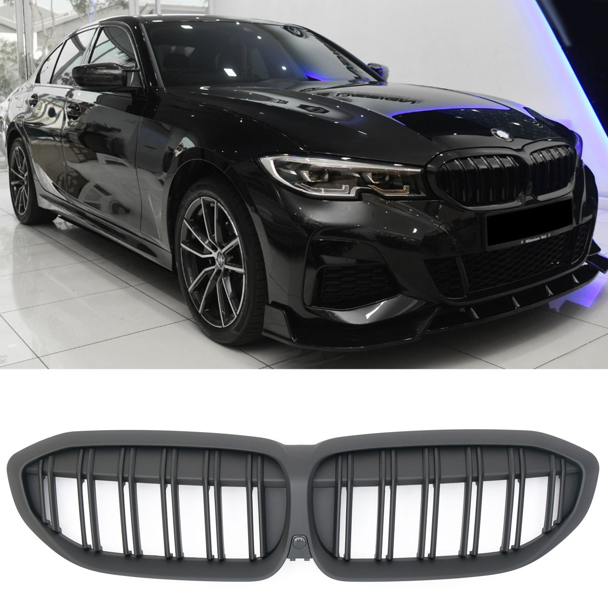 Sport Doppelsteg Nierengrill matt schwarz für BMW 3er G20 G21 vor-LCI 2019-2022