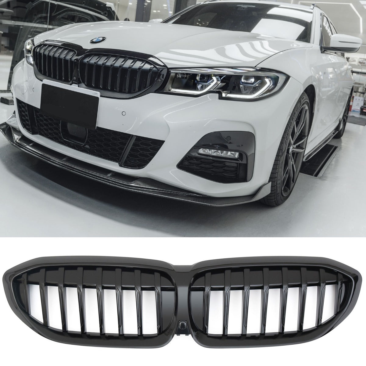 Sport Nierengrill Hochglanz Schwarz für BMW 3er G20 G21 2019-2022 vor-LCI
