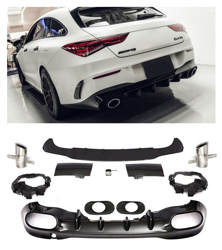 Diffusor mit Auspuffblenden 1x1 Chrom Mercedes CLA W118 C118 AMG Exterieur