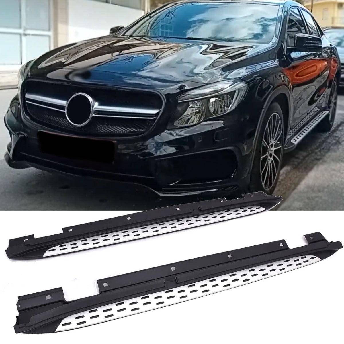 Alu Trittbretter mit Anti-Rutsch Noppen - Side Steps für Mercedes GLA X156