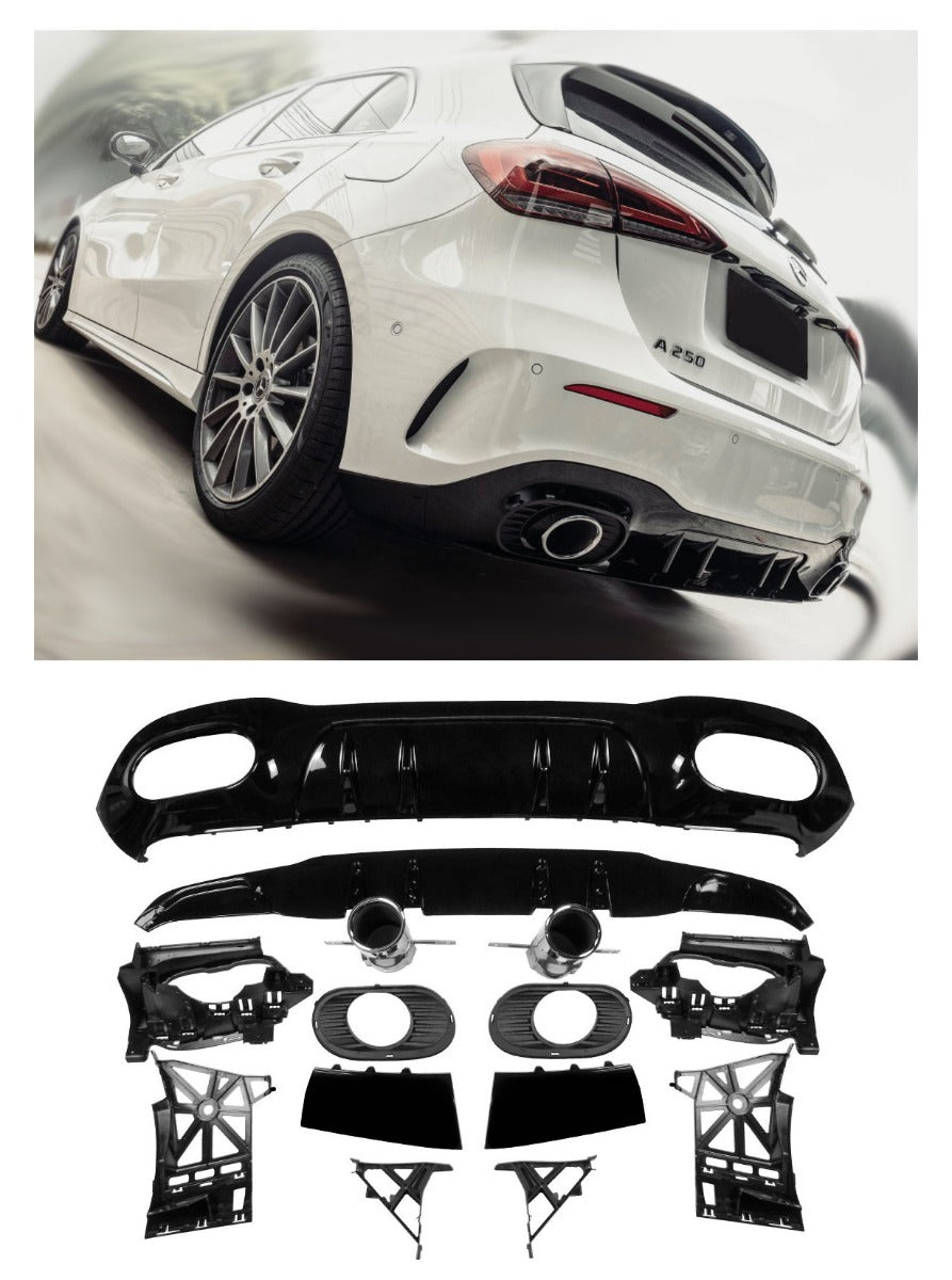 Diffusor mit Auspuffblenden Chrom für Mercedes W177 Kompaktlimousine AMG Exterieur