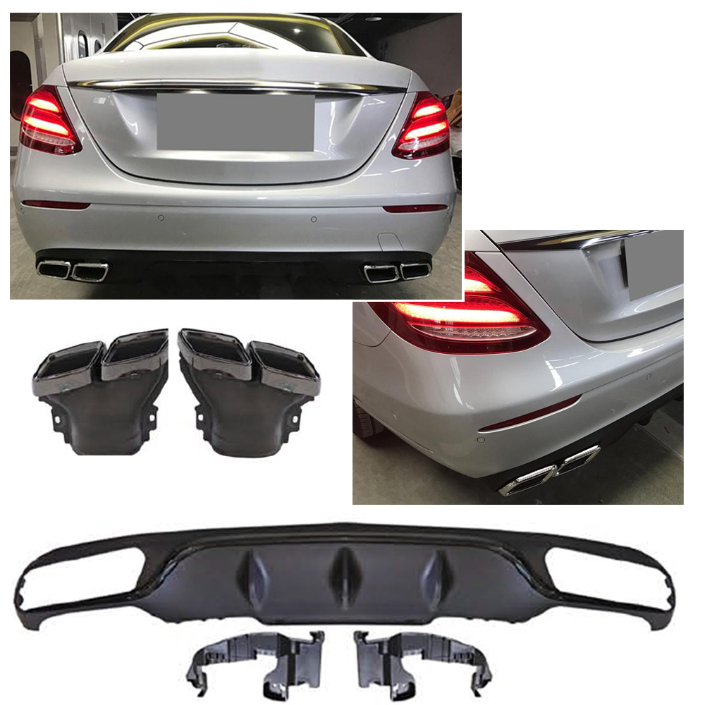 Diffusor + Auspuffblenden schwarz für Mercedes E-Klasse W213 vor-Facelift Limousine