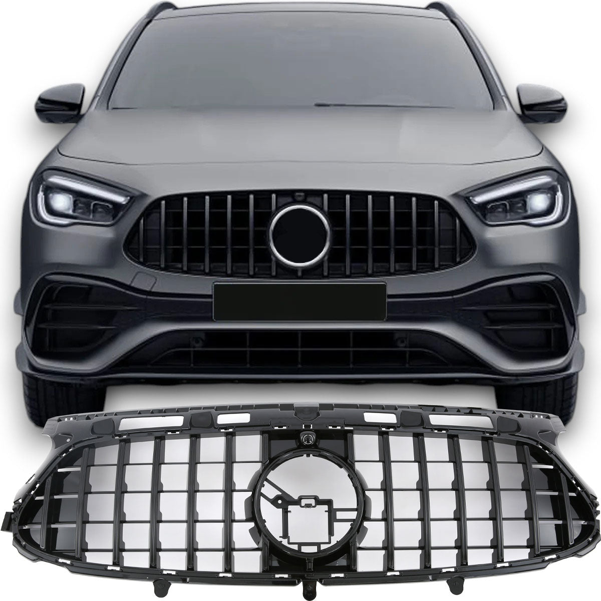 Sport Panamericana GT Kühlergrill für Mercedes GLA H247 AMG Line 2020-2023 hochglanz schwarz