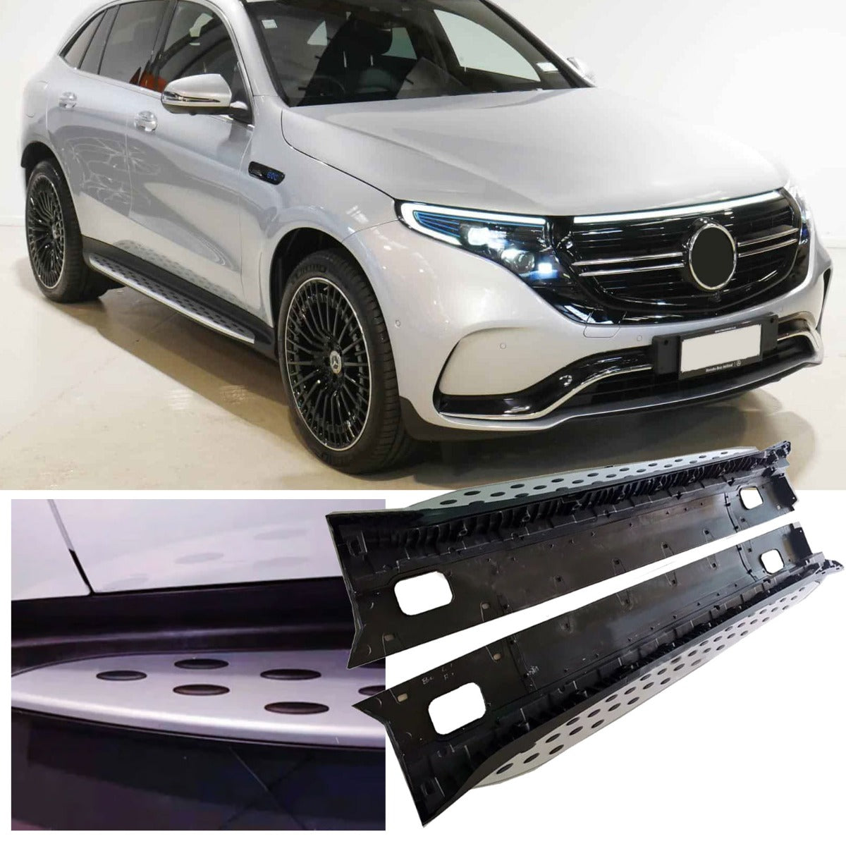 Alu Trittbretter mit Anti-Rutsch Noppen für Mercedes EQC N293 SUV