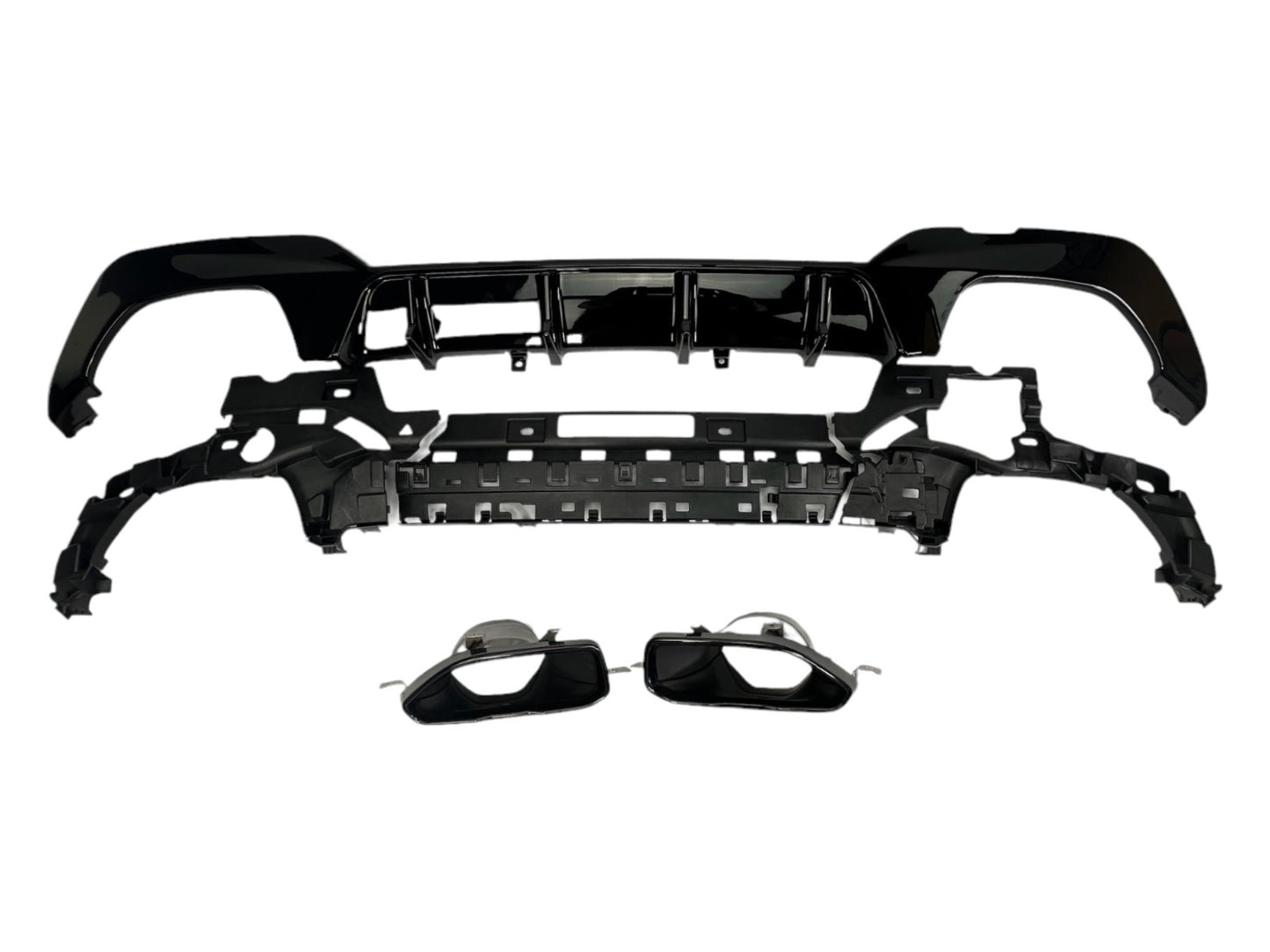 Diffusor mit Auspuffblenden hochglanz schwarz für BMW 3er G20/G21 M Paket 2019-2022