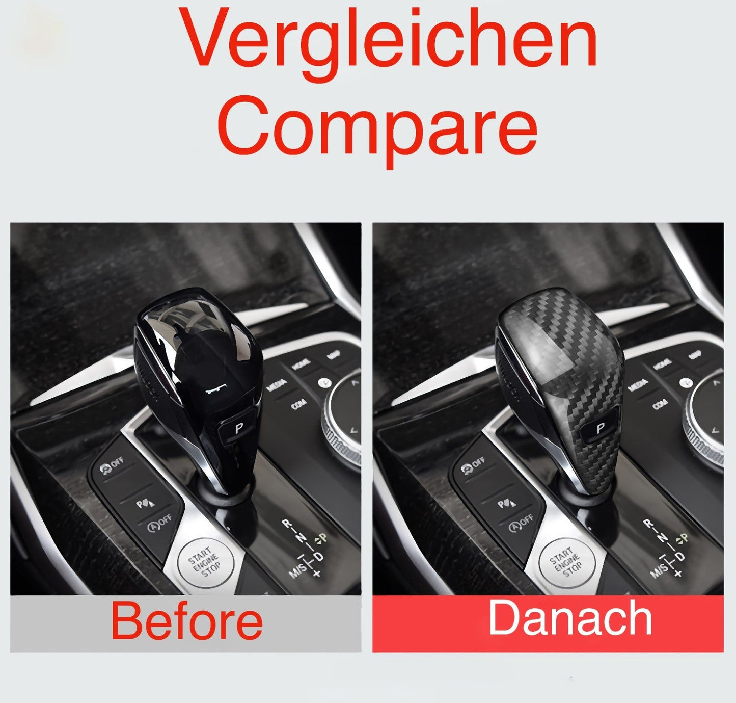 DRY CARBON Schaltknauf Shift Blenden Trim für BMW 1er F40 2er F44 3er G20 G21 4er G22 G23 G26 Z4 G29 X1 F48 X2 F39 X3 G01 X4 G02