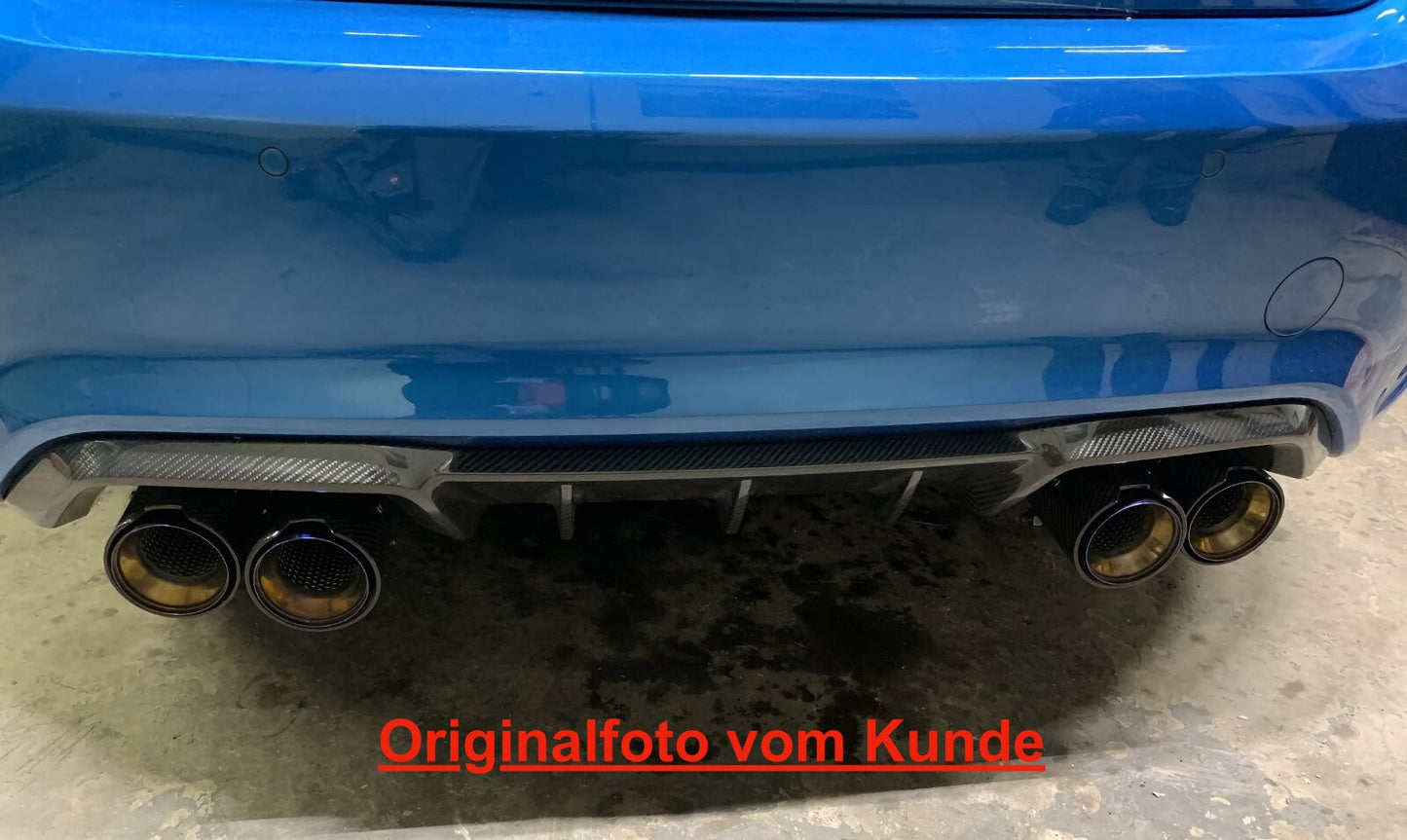 Carbon + Edelstahl Endrohrblenden Blau - BMW M2/M3/M4 F87 F80 F82 F83