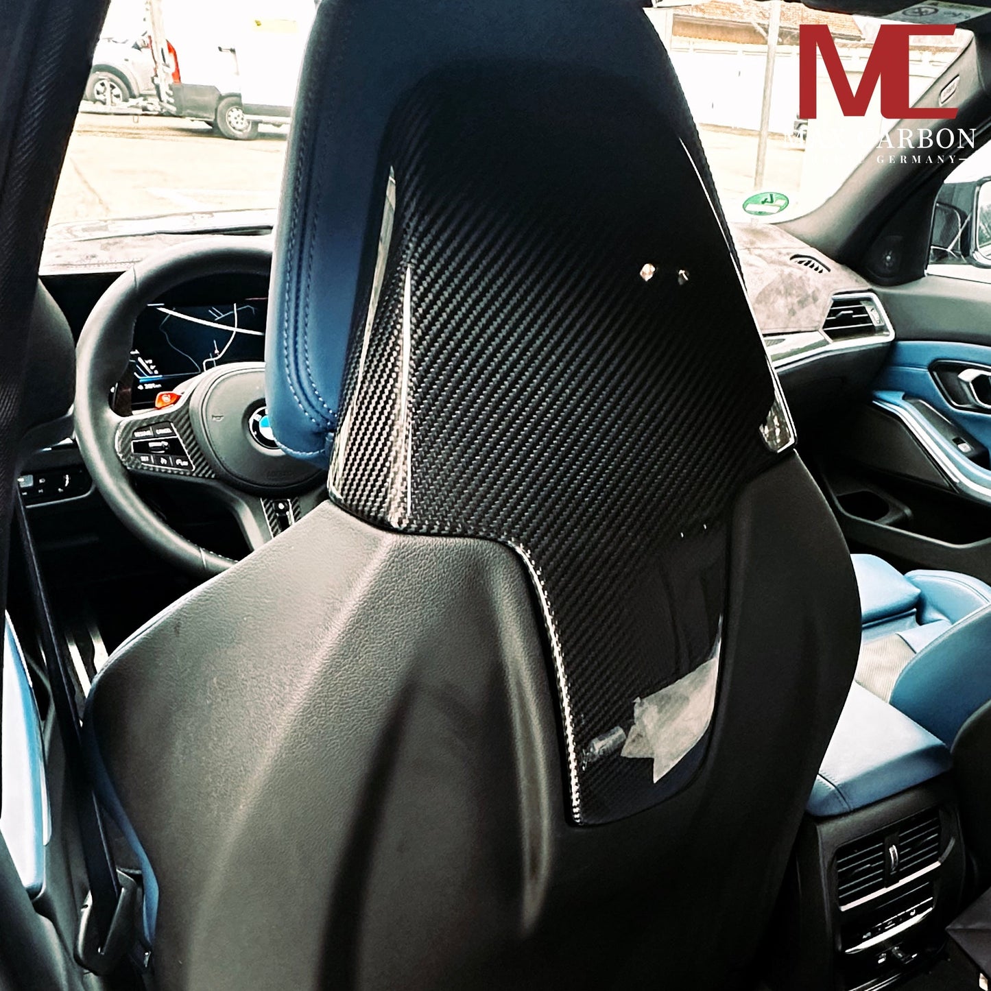 Dry Carbon Kopfstützen Cover für BMW M2 G87 / M3 G80 G81 / M4 G82 G83 / X3M F97 / X4M F98 / M8 F91 F92 F93