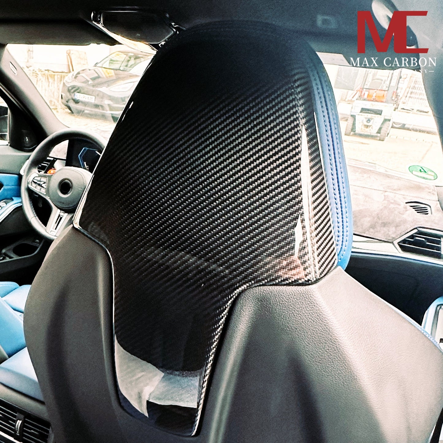Dry Carbon Kopfstützen Cover für BMW M2 G87 / M3 G80 G81 / M4 G82 G83 / X3M F97 / X4M F98 / M8 F91 F92 F93