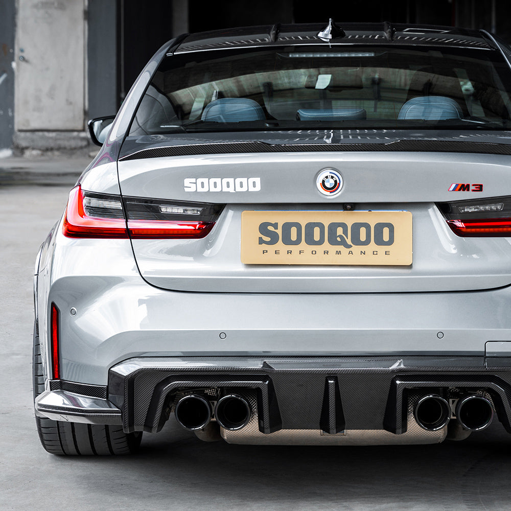 Dry Carbon Heckdiffusor Heck Winglet "SQ-B Style" für BMW M3 G80 G81 / M4 G82 G83 inkl. LCI