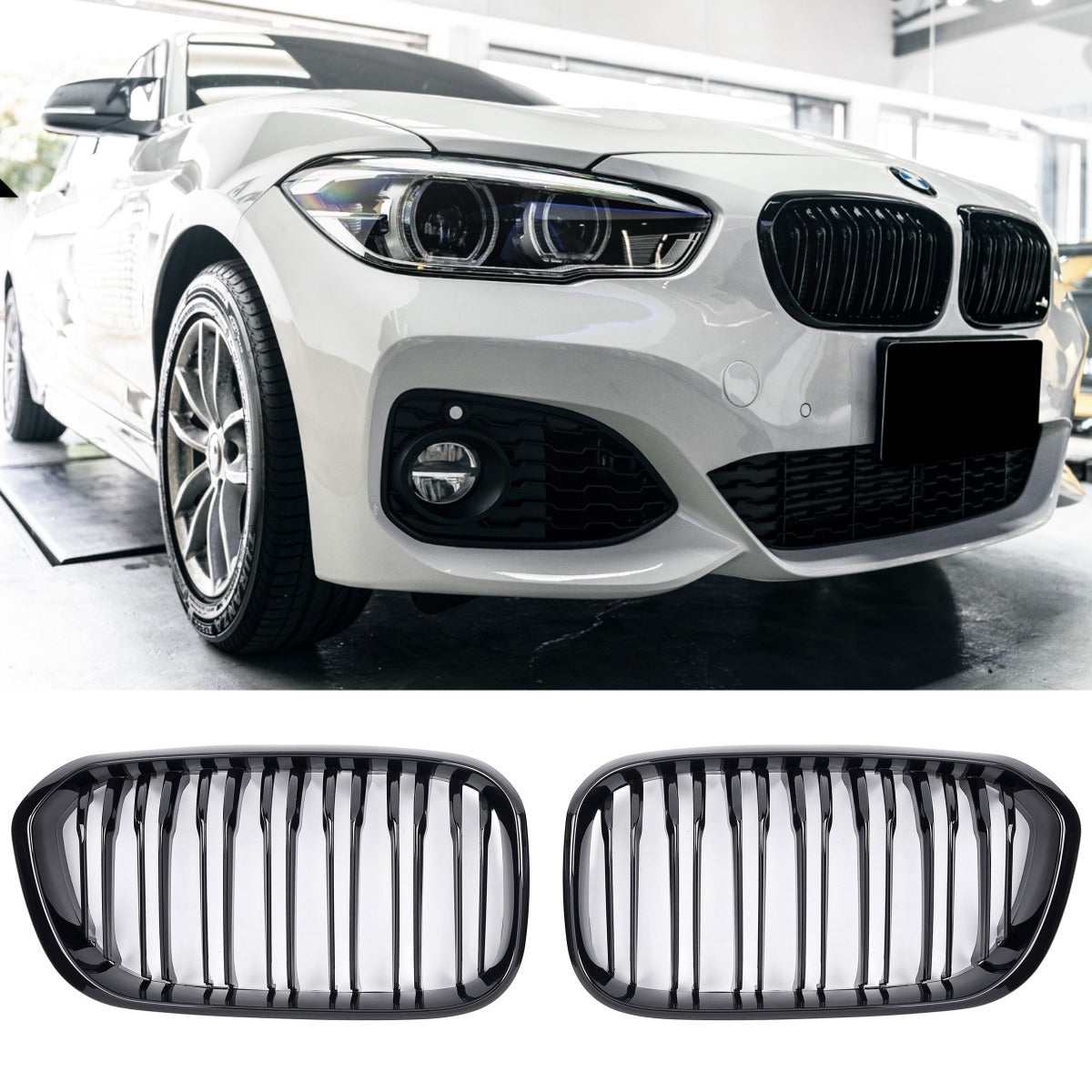 Sport Doppelsteg Nierengrill Hochglanz Schwarz BMW 1er F20 F21 LCI 2015-2019