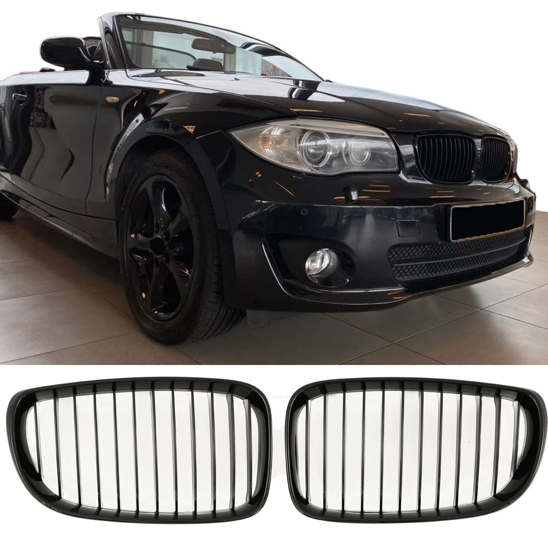 Sport Nierengrill Hochglanz Schwarz für BMW 1er E87 LCI E81 E82 E88 2007–2011