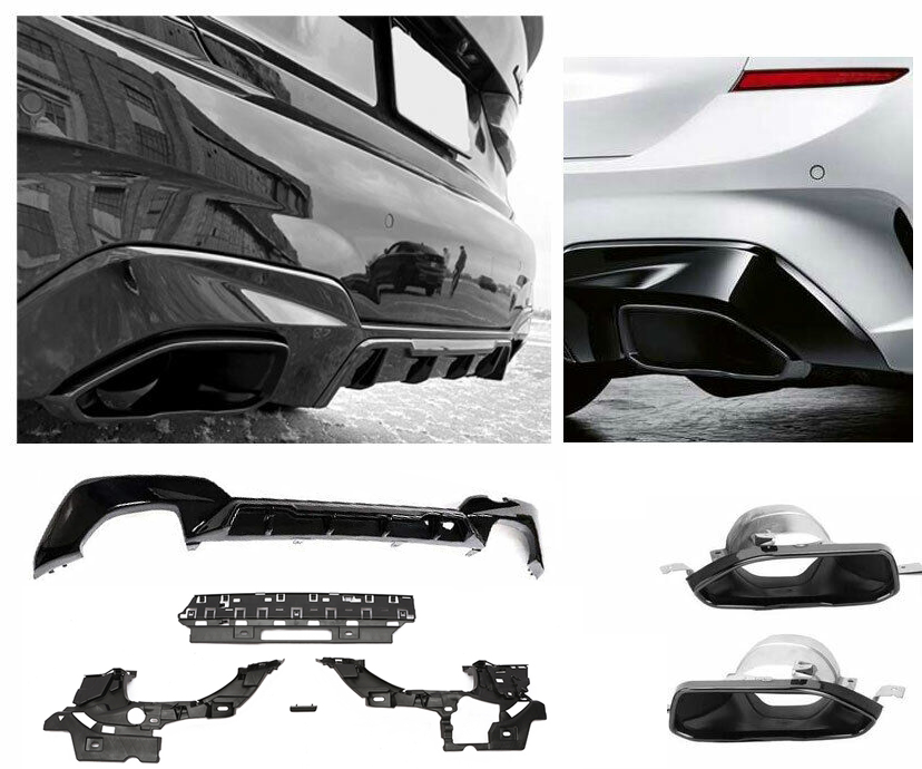 Diffusor + Auspuffblenden hochglanz schwarz für BMW 3er M340i G20/G21