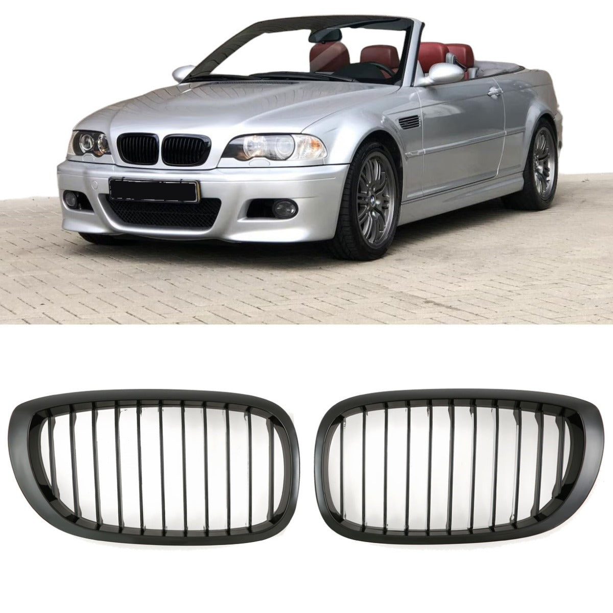 Sport Nierengrill Hochglanz Schwarz für BMW 3er E46 Coupé/Cabrio LCI 2003-2007