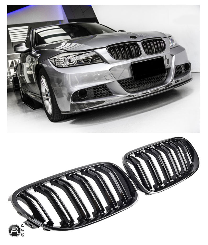 Sport Doppelsteg Nierengrill Hochglanz Schwarz für BMW 3er E90 E91 LCI 09/2008-06/2012