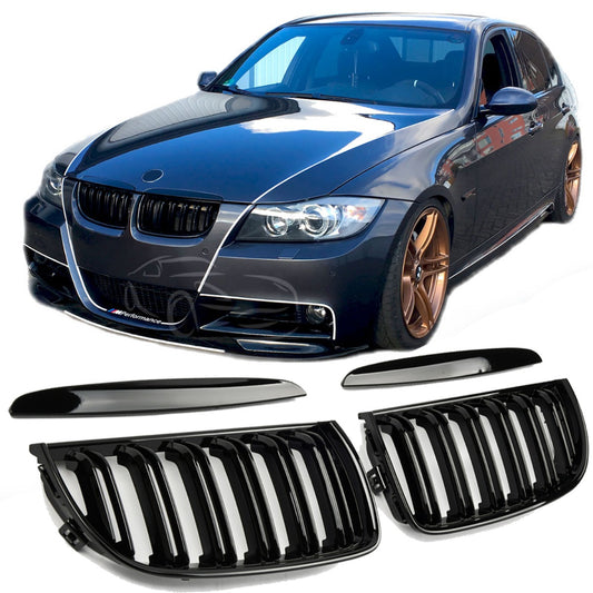Sport Nierengrill Doppelsteg hochglanz schwarz für BMW 3er E90 E91 2005-2008