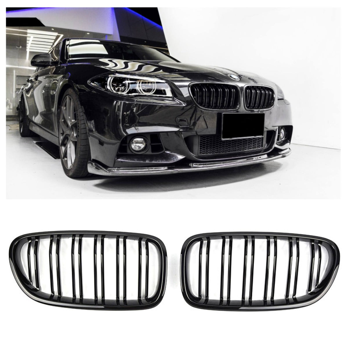 Sport Doppelsteg Nierengrill Hochglanz Schwarz für BMW 5er F10/F11 2010–2017