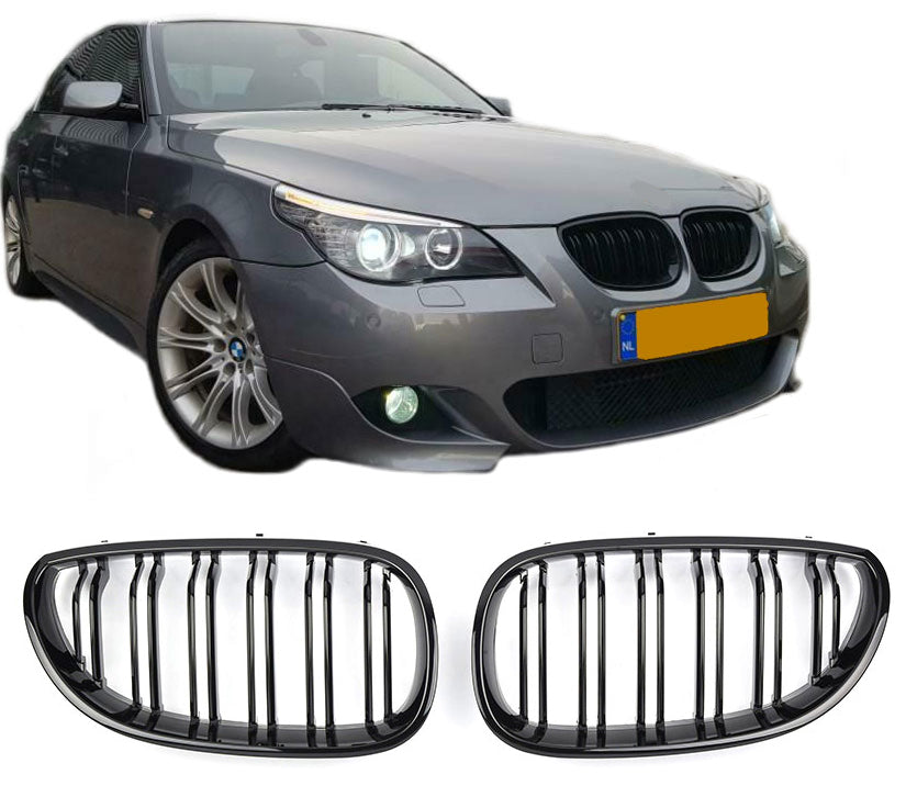Sport Nierengrill Doppelsteg hochglanz schwarz für BMW 5er E60 E61 07/2003-05/2010