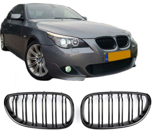 Sport Nierengrill Doppelsteg hochglanz schwarz für BMW 5er E60 E61 07/2003-05/2010
