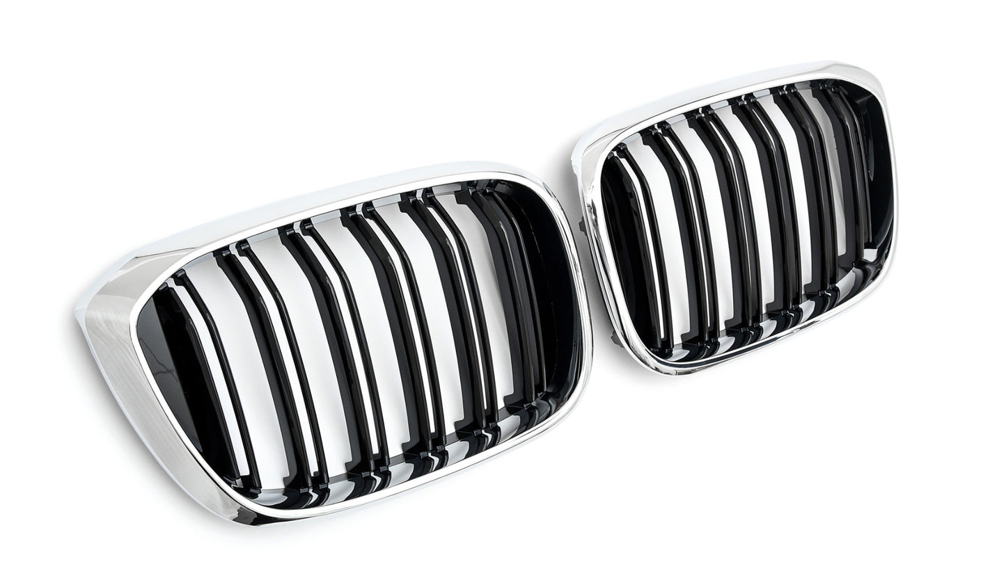 Sport Doppelsteg Nierengrill schwarz Chrom für BMW X3 G01 X4 G02 2017-2021