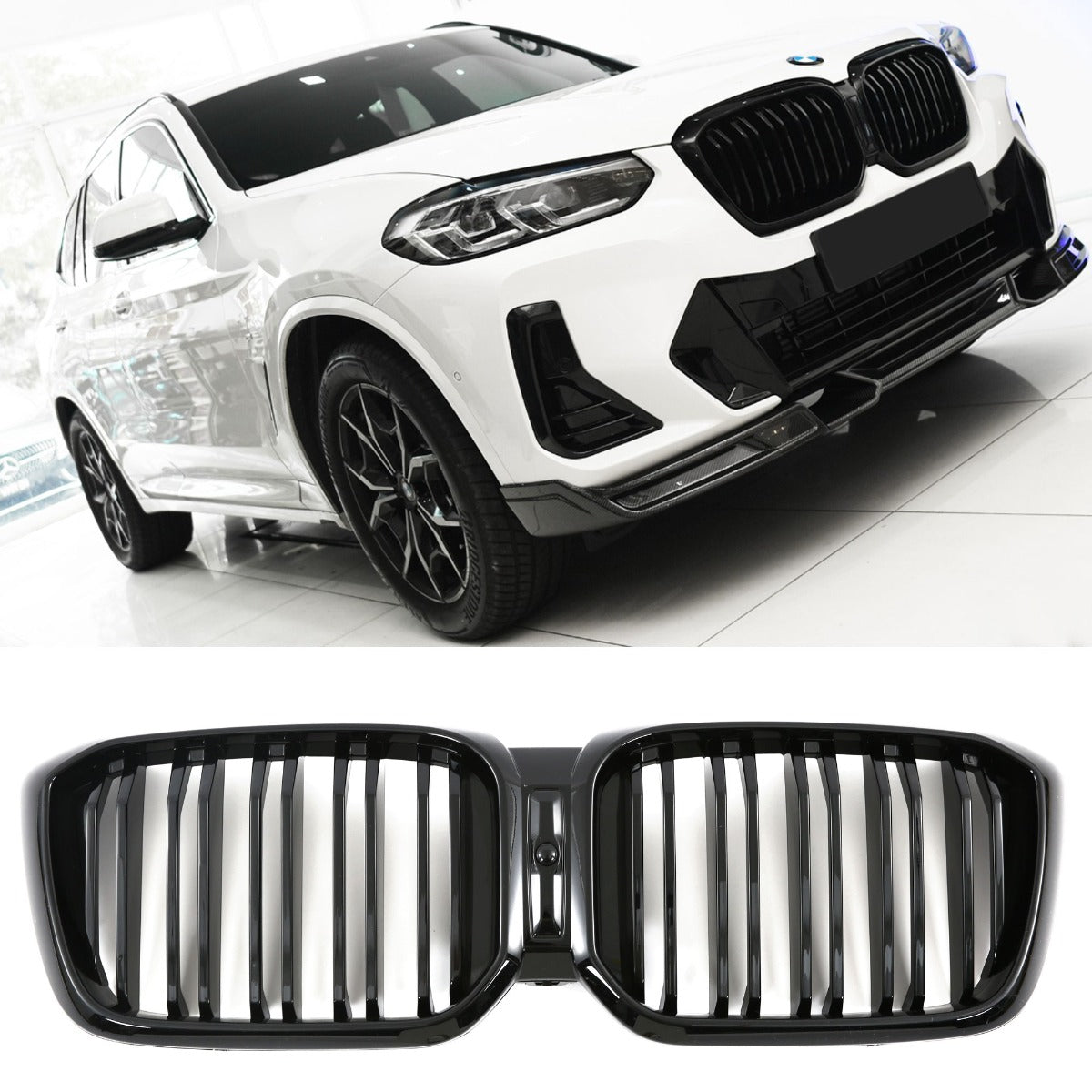 Kühlergrill / Nierengrill hochglanz schwarz für BMW X3 X4 G01 G02 LCI