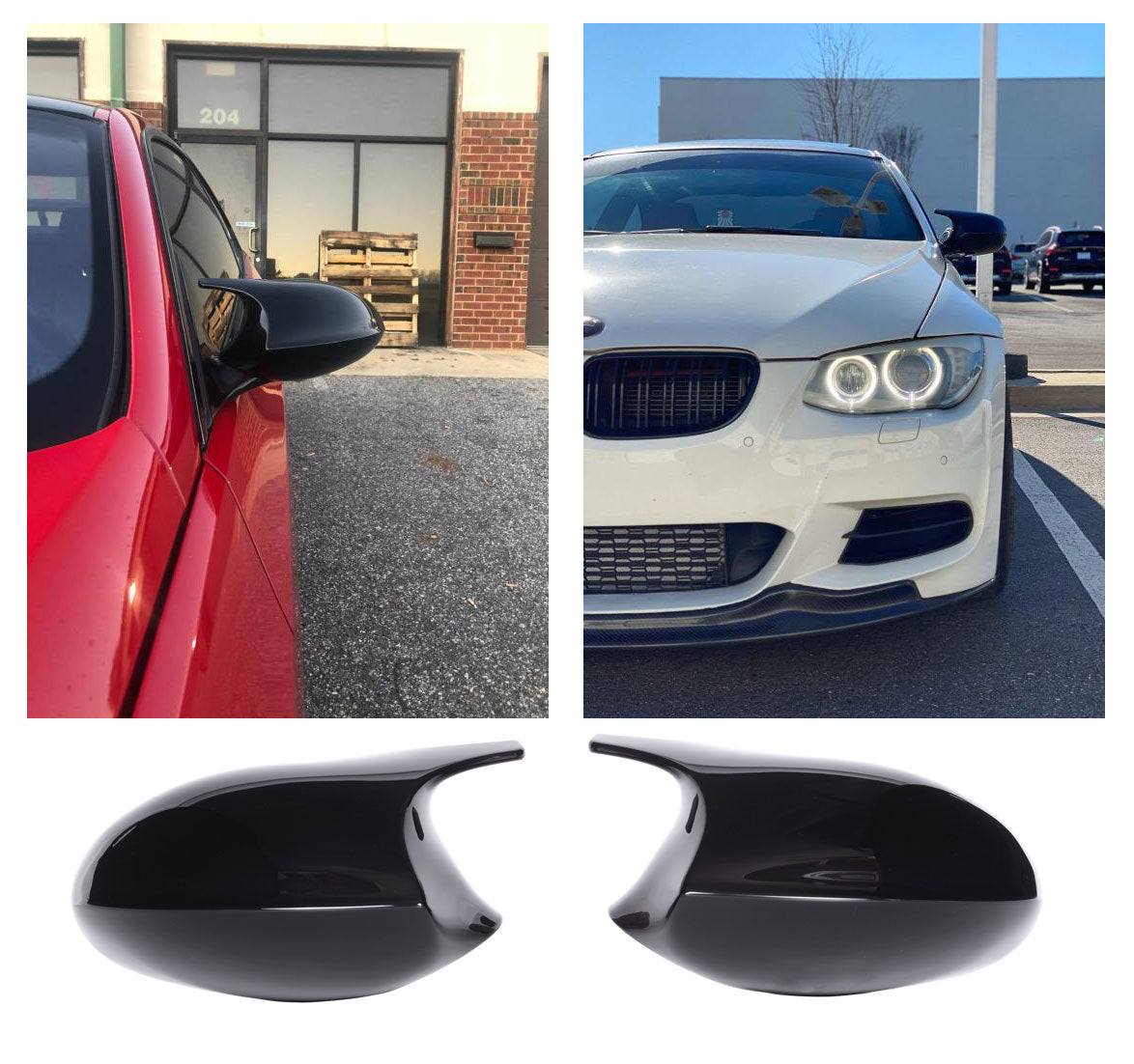 Schwarze Sport Spiegelkappen Hochglanz passend für BMW E87/E81/E82/E88 & E90/E91/E92/E93 VOR-LCI + M3