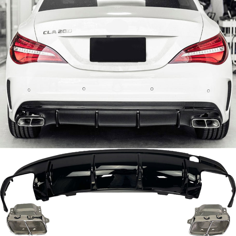Diffusor mit Auspuffblenden Chrom CLA45 AMG Design für Mercedes CLA C117 X117 AMG-Line