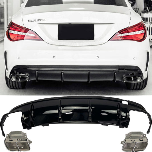 Diffusor mit Auspuffblenden Chrom CLA45 AMG Design für Mercedes CLA C117 X117 AMG-Line