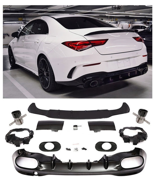 Diffusor mit Auspuffblenden hochglanz schwarz für Mercedes CLA W118 C118 ab 2019