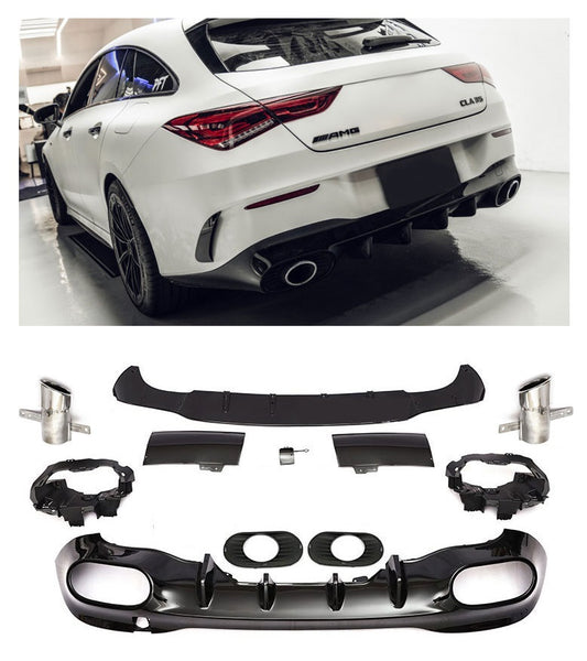 Diffusor mit Auspuffblenden 1x1 Chrom Mercedes CLA W118 C118 AMG Exterieur