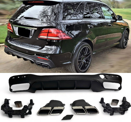 Diffusor mit Auspuffblenden 2x2 Chrom für Mercedes GLE W166 AMG Line