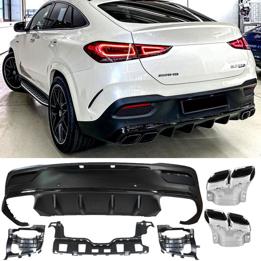 Diffusor mit Auspuffblenden 2x2 Chrom für Mercedes C167 GLE Coupé ab 05/2019 AMG-Line