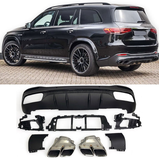 Diffusor mit Auspuffblenden 2x2 Chrom 63 AMG Design für Mercedes GLS X167 ab 10/2019