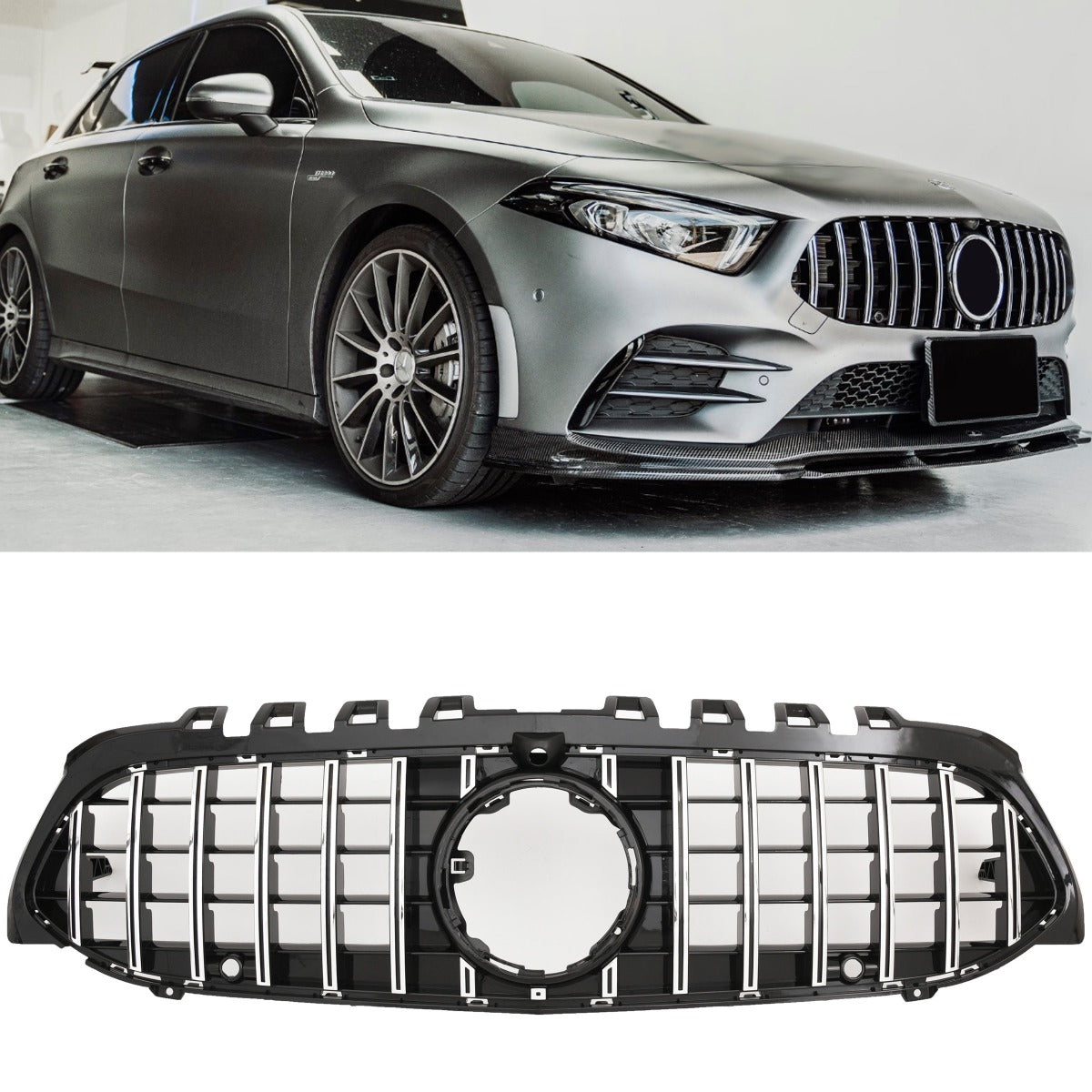 Panamericana GT Kühlergrill schwarz mit Chrom für Mercedes A-Klasse W177 V177 06/2018-12/2022