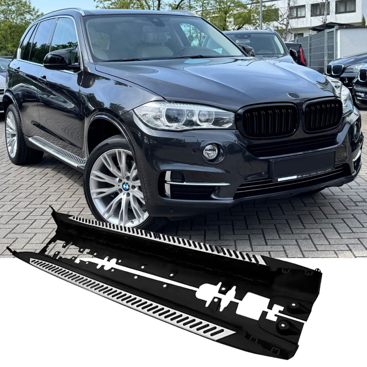 Alu Trittbretter Side Steps mit Anti-Rutsch Gummileisten für BMW X5 F15 2013-2018