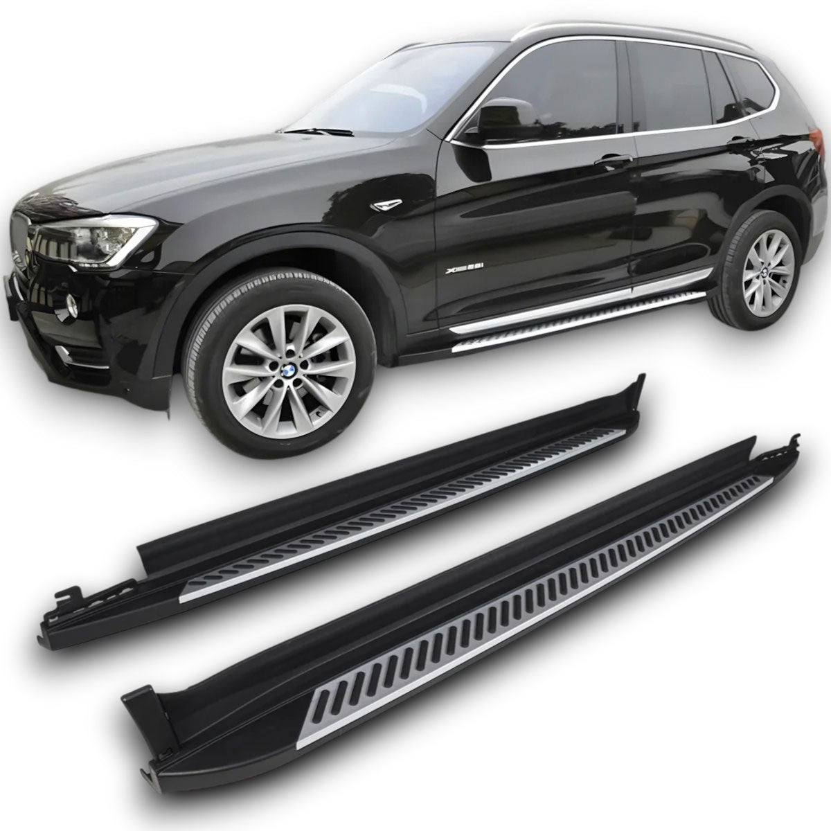 Alu Trittbretter Side Steps mit Anti-Rutsch Gummileisten für BMW X3 F25 2010-2017