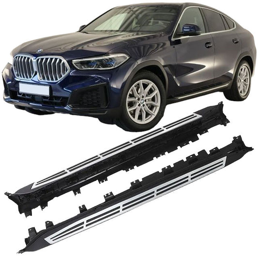 Alu Trittbretter mit Anti-Rutsch Gummileisten Side Steps für BMW X6 G06 ab 07/2019