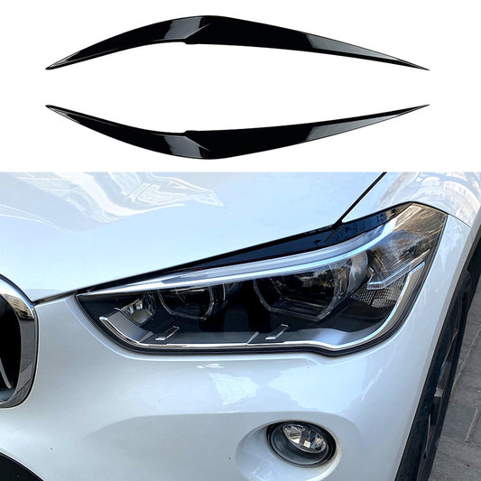 Scheinwerferblenden Böser Blick schwarz hochglanz für BMW X1 F48 2015-2019 (vor-LCI)