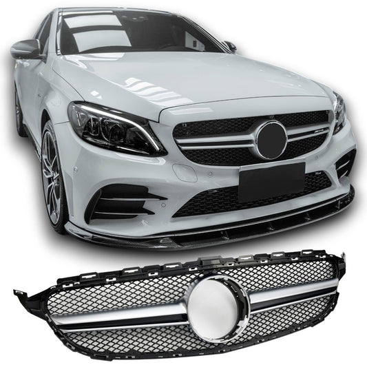 Sport Kühlergrill schwarz/alu für Mercedes C-Klasse W205 2014-2018
