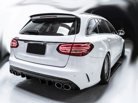 Diffusor + Auspuffblenden C43 Look (CHROM) passt für Mercedes W205 S205 mit AMG-Line