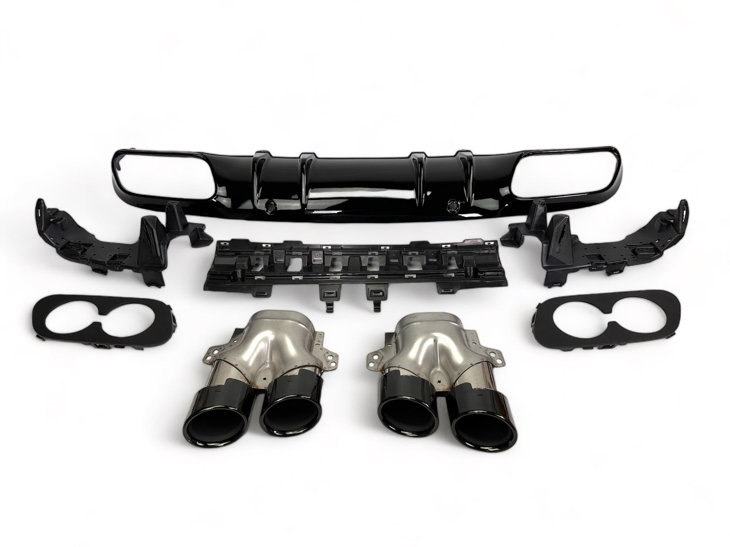 Diffusor mit Auspuffblenden hochglanz schwarz C43 AMG Design für Mercedes C205/A205 2014-2021