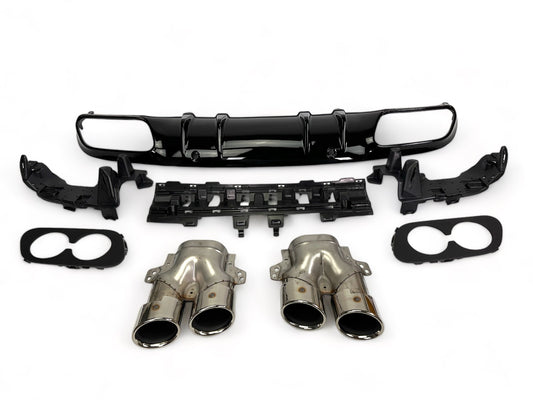 Diffusor mit Chrom Auspuffblenden für Mercedes C-Klasse C205 A205 AMG Exterieur 2014-2021