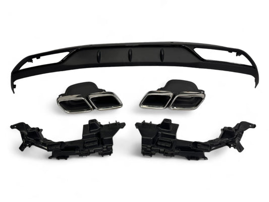 Diffusor mit Auspuffblenden 2x2 Chrom für Mercedes W205/S205 2014-2021 Avantgarde/Serienausstattung