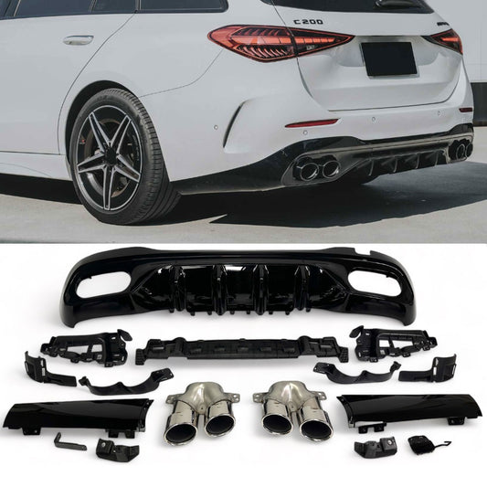 Diffusor mit verchromten Auspuffblenden für Mercedes W206 S206 AMG ab 2021
