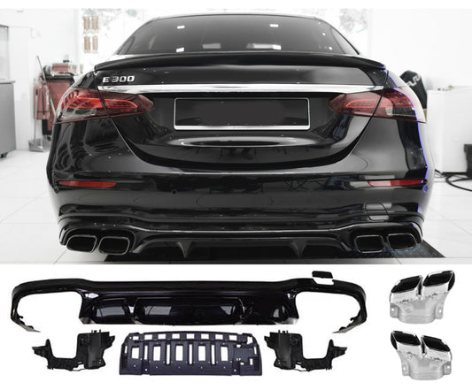 Diffusor mit verchromten Auspuffblenden für Mercedes E-Klasse W213 Facelift AMG-Line