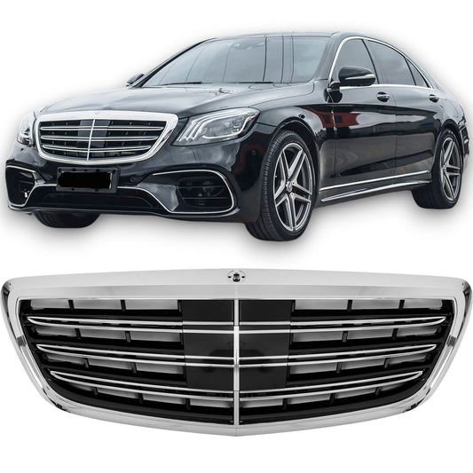 Sport Kühlergrill hochglanz schwarz/Chrom für Mercedes W222 S-Klasse 05/2013-09/2020