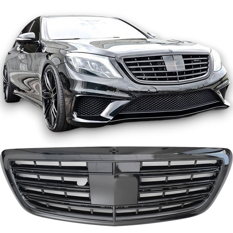 Sport Kühlergrill Hochglanz Schwarz für Mercedes W222 S-Klasse 05/2013-09/2020
