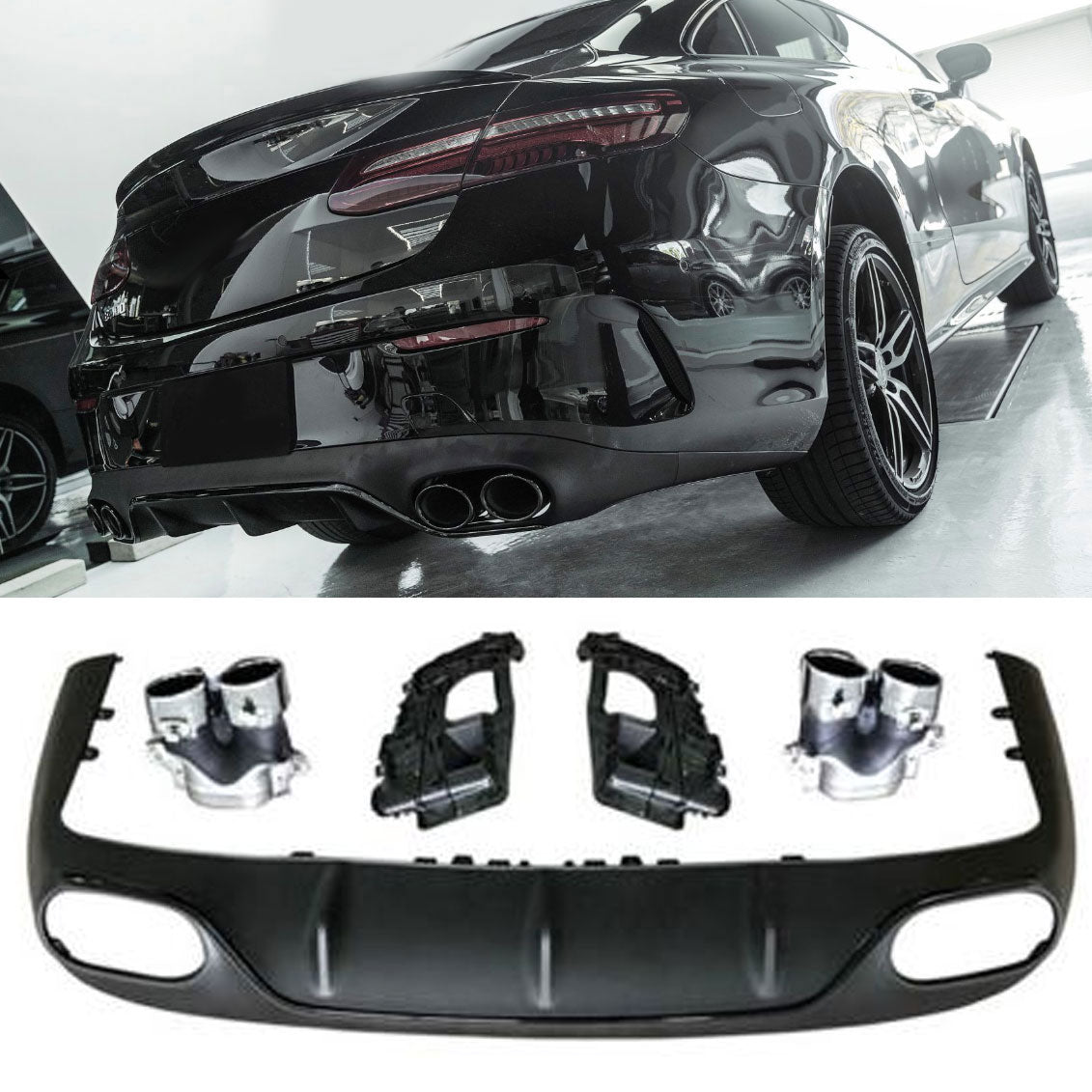 Diffusor mit Auspuffblenden Chrom E53 AMG Design für Mercedes E-Klasse C238 A238